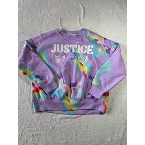 Justice Girls Tye-Dye Violet Sweatshirt Crew Top NWT Size M10